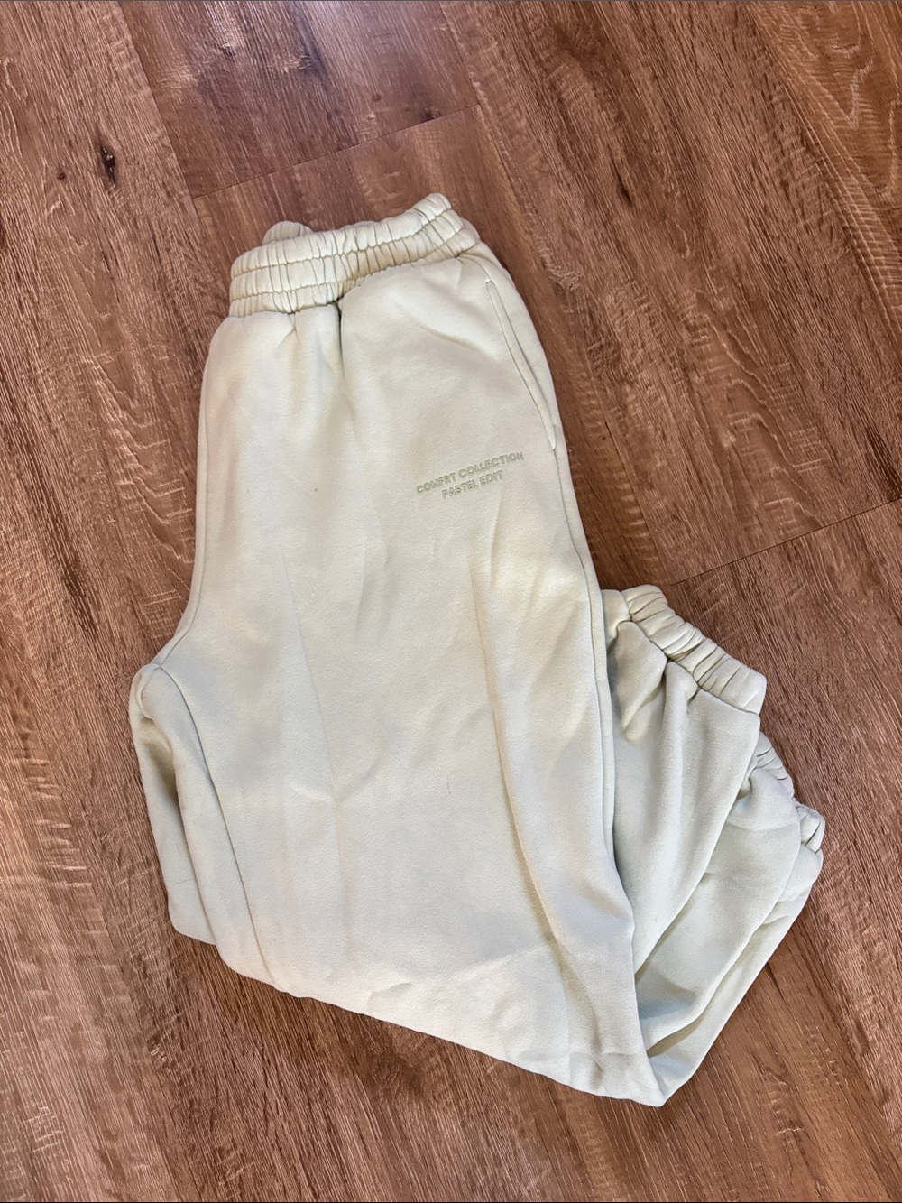 Light Green Fleece Jogger Pants with Elastic Waistband